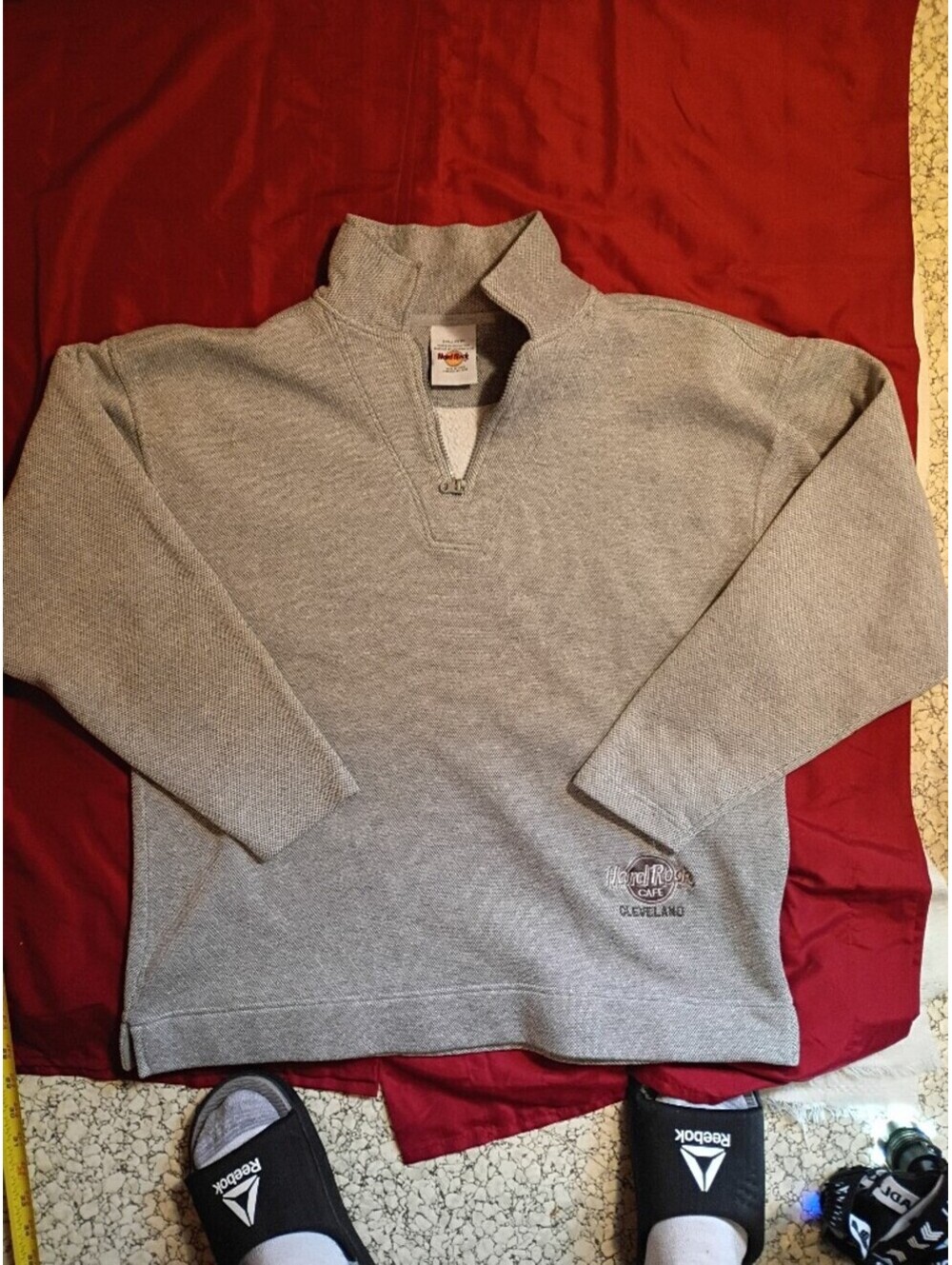 Hard Rock Cafe Cleveland Small Gray Quarter Zip Sweatshirt